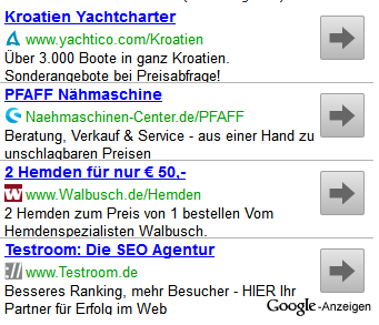 New AdSense text ad with favicon integration
